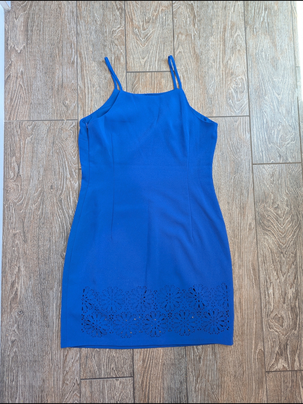Banana Republic Cobalt Blue Spaghetti-Strap Mini Dress Shift Eyelet Cutout 6P - Picture 6 of 11